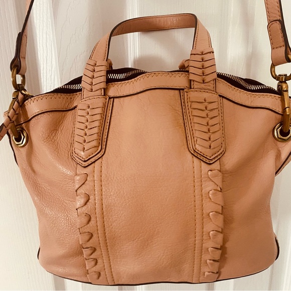 Beautiful light tan (almost blush color) genuine leather cross body bag. New! - Picture 7 of 11